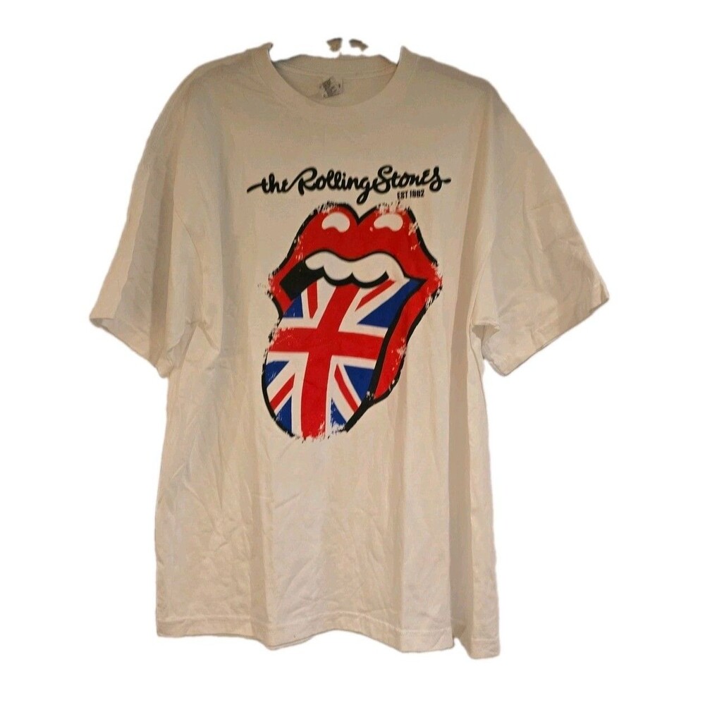 The Rolling Stones UK Tongue Logo T Shirt White XL Spectra 100% Cotton Band Tee